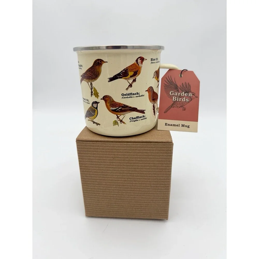 Garden Birds Enamel Coffee Mug Bird Watchers Gift Republic New Boxed